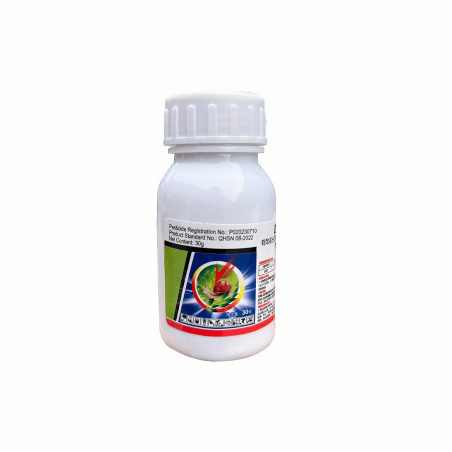 40% Metaldehyde Molluscicide in a clear bottle for controlling