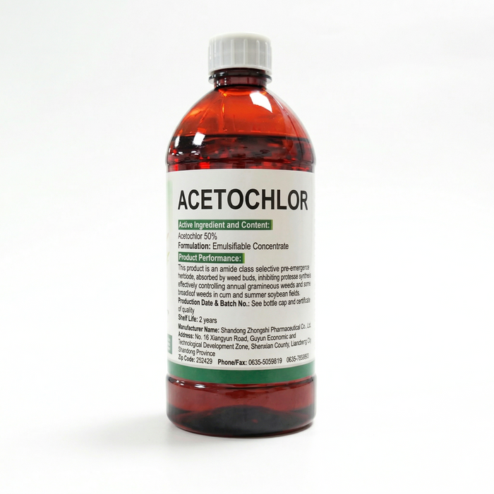 Acetochlor 50% EC herbicide for effective pre-emergence weed control in maize and field crops.