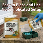 Placing rodenticide and rat poison to control rodents in the home and outdoor spaces.