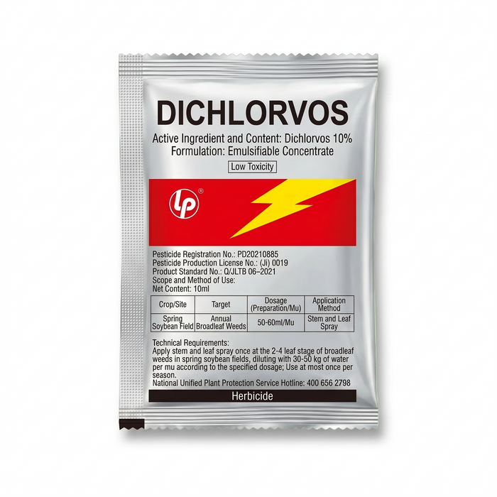 Dichlorvos 10% emulsifiable concentrate designed for effective pest management in agricultural crops through foliar spray application.