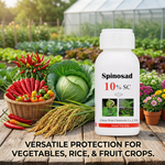 Spinosad 10% SC works through both contact and ingestion, leading to quick elimination of pests