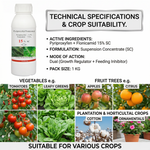 Pyriproxyfen disrupts pest growth, while Flonicamid inhibits feeding to ensure quick and long-term control.