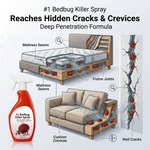Bed bug insecticide spray targeting eggs and larvae on bedding and furniture surfaces.