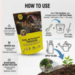 Soil Activator Flower Fertilizer promoting vigorous flowering and abundant plant growth with potassium and microbial agents.