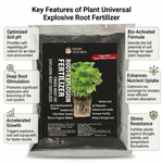 Bio-activated fertilizer promoting dense, vigorous root growth, ideal for early growth stages and transplanting