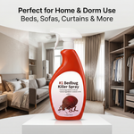 Using fast-acting bed bug spray in a bedroom to remove blood-sucking insects and prevent infestation.