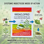 Systemic insecticide with quick action against aphids, whiteflies, and other harmful crop pests.