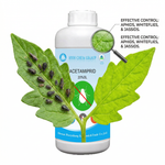 Acetamiprid’s soluble liquid formulation ensures quick absorption and uniform distribution throughout the plant for extended pest control.