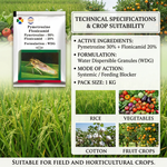 Combination insecticide designed to control a wide range of sucking pests, including aphids, whiteflies, and planthoppers