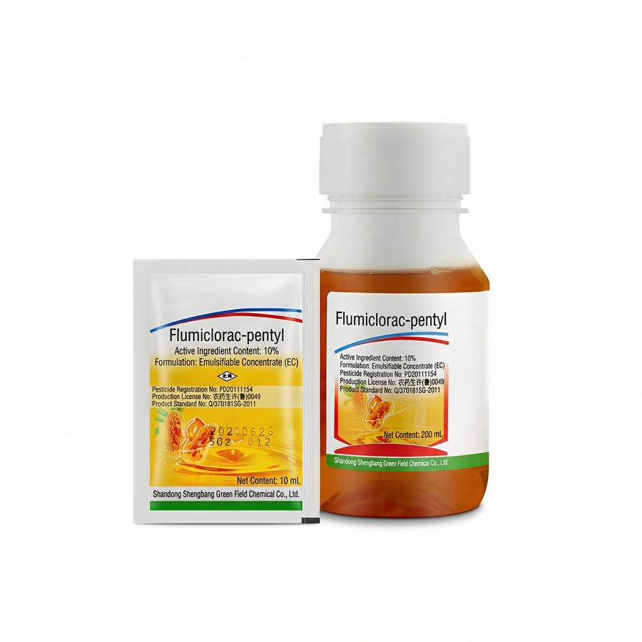 Flumiclorac-Pentyl 10% EC herbicide in emulsifiable concentrate form for selective post-emergence weed control.