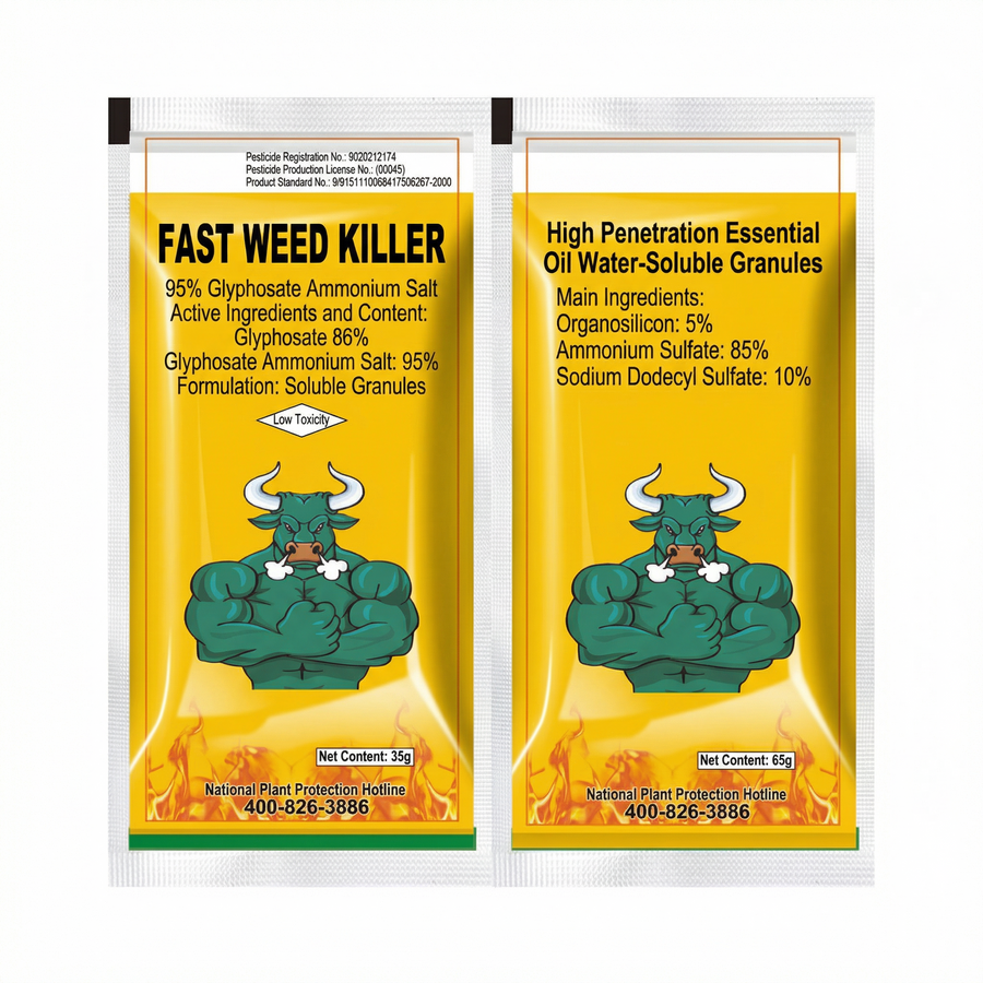 Glyphosate ammonium salt 95% herbicide in soluble granules for broad-spectrum weed control in agricultural fields.