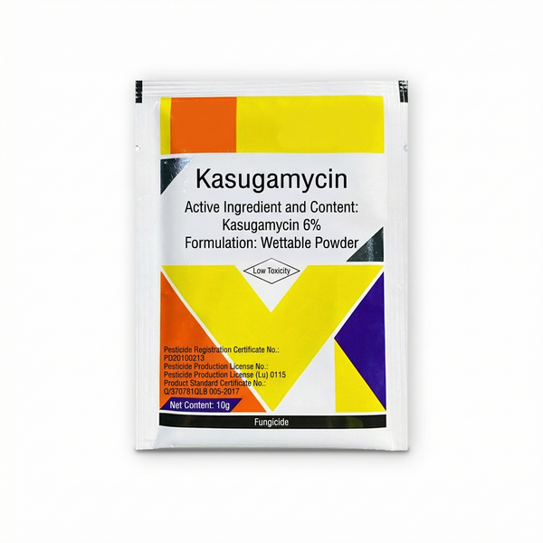 Kasugamycin 6% wettable powder fungicide for effective rice blast disease management.