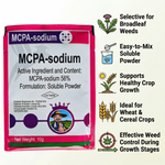 Soluble powder herbicide for managing broadleaf weeds in wheat, barley, and other cereal crops.