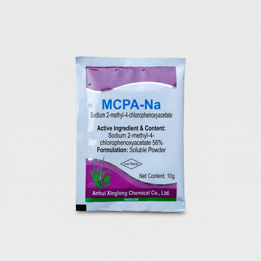 MCPA Sodium 56% soluble powder herbicide for broadleaf weed control in agricultural fields and crop management.