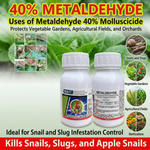 Metaldehyde 40% Molluscicide being applied to agricultural fields for pest control.