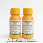 Nicosulfuron 4%, Mesotrione 6%, and Atrazine 26% post-emergence herbicide for corn, providing triple-action weed control.