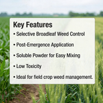 MCPA Sodium 56% soluble powder formulated for post-emergence control of broadleaf weeds in farming fields.