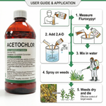 Acetochlor 50% EC providing strong pre-emergence weed control for various agricultural crops.