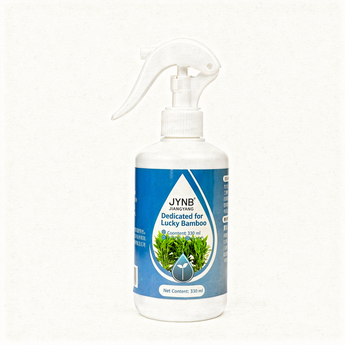 Bottle of specialized bamboo nutrient solution for hydroponic and soil-grown lucky, dragon, and Guanyin bamboo
