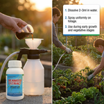 Fast-acting foliar fertilizer ensures efficient nutrient absorption through leaves for rapid plant response