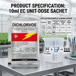 Dichlorvos 10% EC supports pest control programs by targeting common agricultural insect pests.