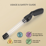 Safe insect catcher tube for removing mosquitoes, spiders, and bugs from indoor living spaces.