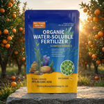 Organic seaweed extract fertilizer with 45% alginic acid, designed to enhance root growth and overall plant vigor