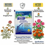 Packaging of Seaweed Fish Protein Micronutrient Fertilizer, offering convenient storage and controlled dispensing for plant care.