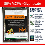 75% Glyphosate-Ammonium and 5% MCPA-Sodium granules providing effective weed management in crop fields.
