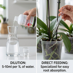 A liquid fertilizer specifically designed to enhance the flowering and health of orchids, ensuring vibrant blooms and strong roots.