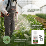 Dilute Spinosad 5% SC and apply as a foliar spray for uniform coverage and effective pest control in your crops