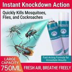 Using household insecticide aerosol spray to instantly kill mosquitoes, flies, and cockroaches indoors.