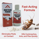 Applying 30g insecticide powder to kitchen surfaces to control cockroaches and ants