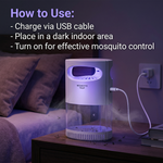 Rechargeable UV mosquito killer lamp in action, trapping insects with strong suction and UV light