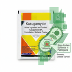 Kasugamycin wettable powder formulation for easy mixing and effective disease control.